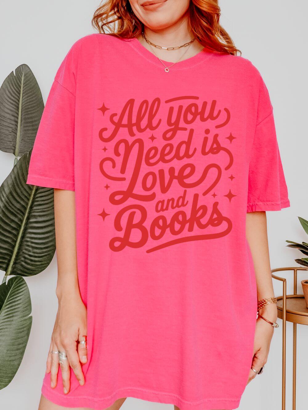 All You Need is Love and Books Book Lovers Graphic T-Shirt Unisex Short Sleeve Tee - Sydney So Sweet
