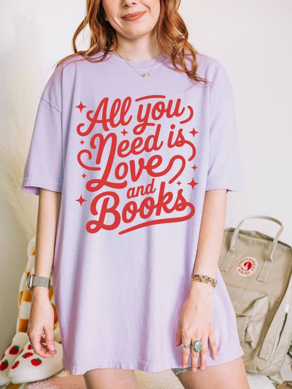 All You Need is Love and Books Book Lovers Graphic T-Shirt Unisex Short Sleeve Tee - Sydney So Sweet