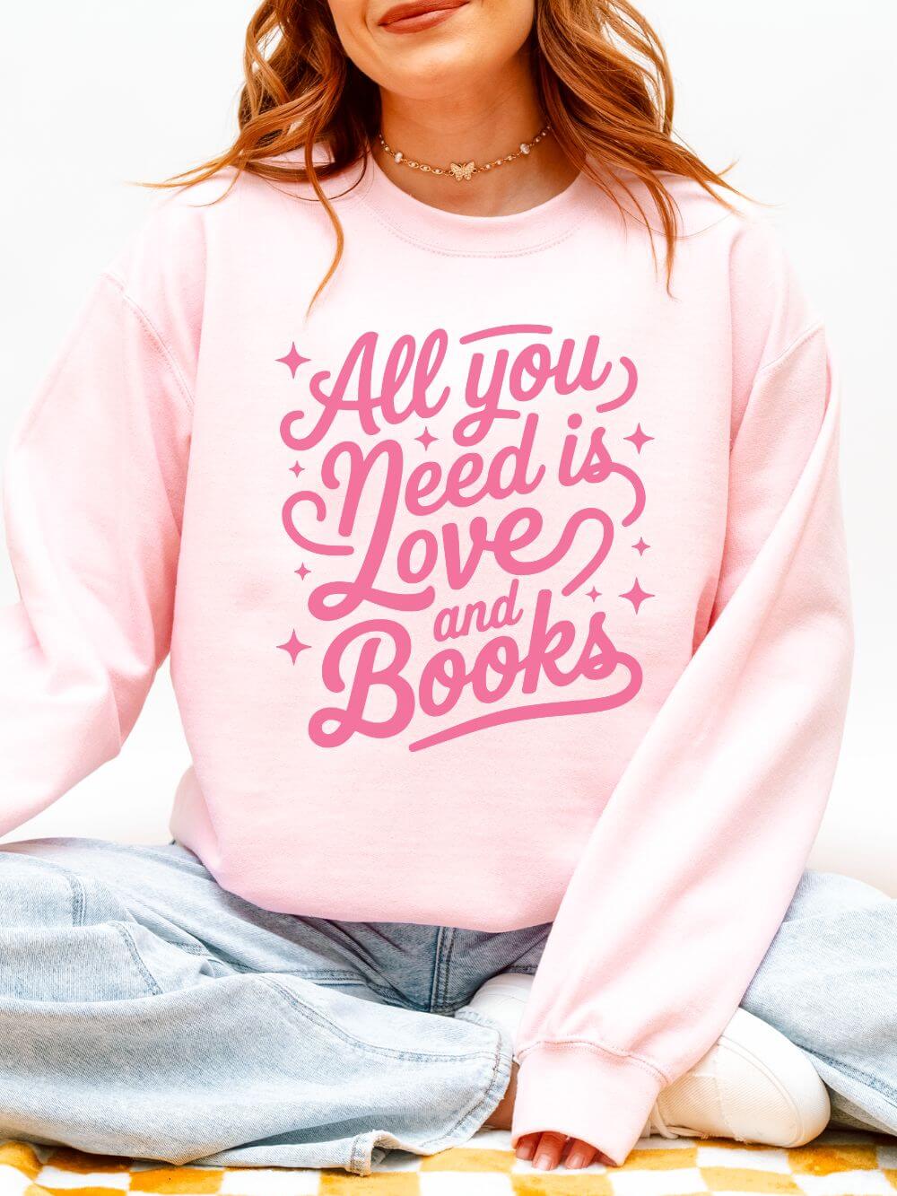 All You Need is Love & Books Valentine's Day Women's Heavy Blend Cozy Crewneck Sweatshirt - Sydney So Sweet