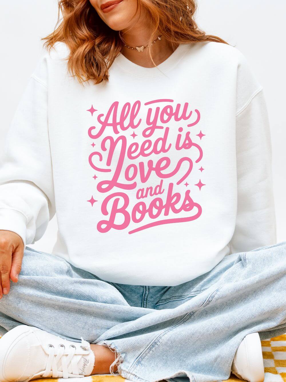 All You Need is Love & Books Valentine's Day Women's Heavy Blend Cozy Crewneck Sweatshirt - Sydney So Sweet
