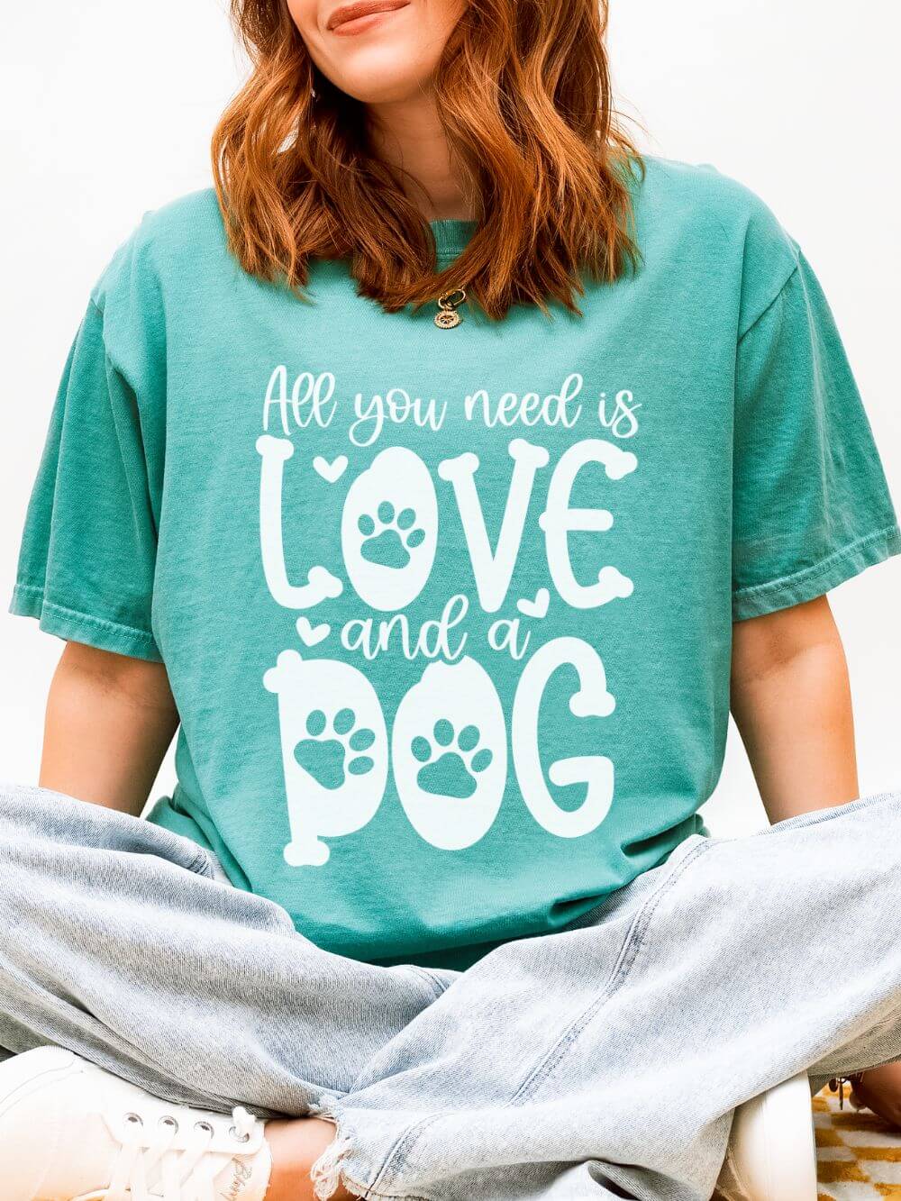 All You Need Is Love and a Dog Mom T-Shirt Cute Graphic Tee