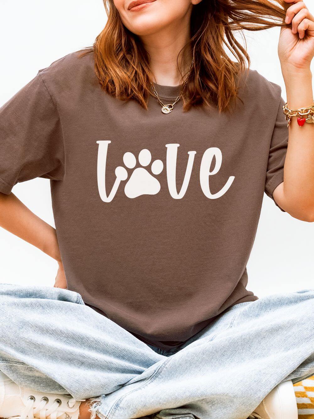 Love Paw T-Shirt Valentine's Day Cute Pet Lover Graphic Unisex Short Sleeve Tee