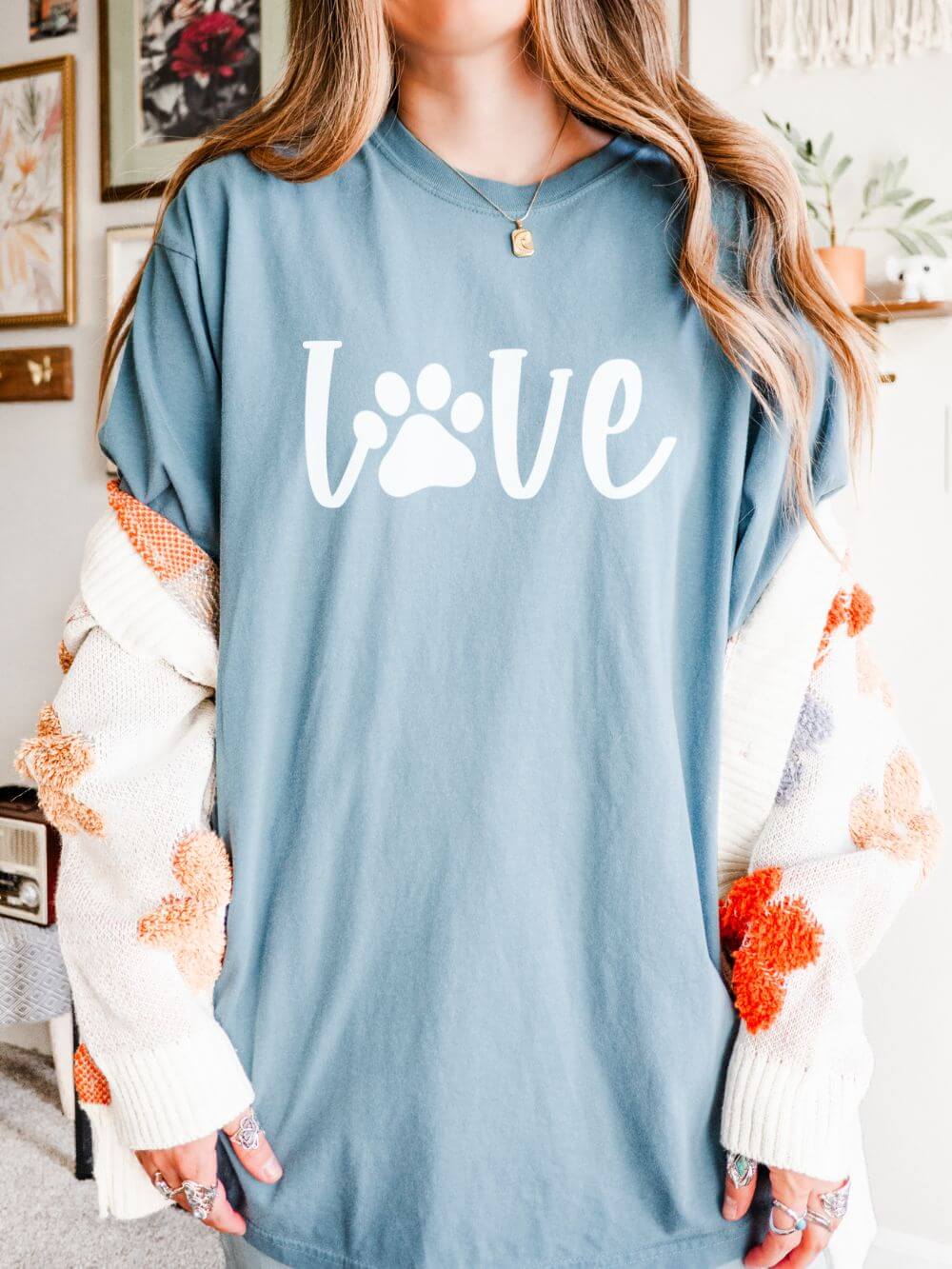 Love Paw T-Shirt Valentine's Day Cute Pet Lover Graphic Unisex Short Sleeve Tee