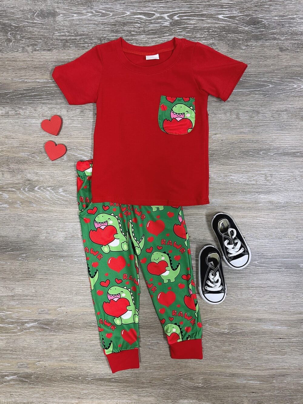 Love is Dino-Mite Boys T-Shirt and Jogger Pants Outfit - Sydney So Sweet