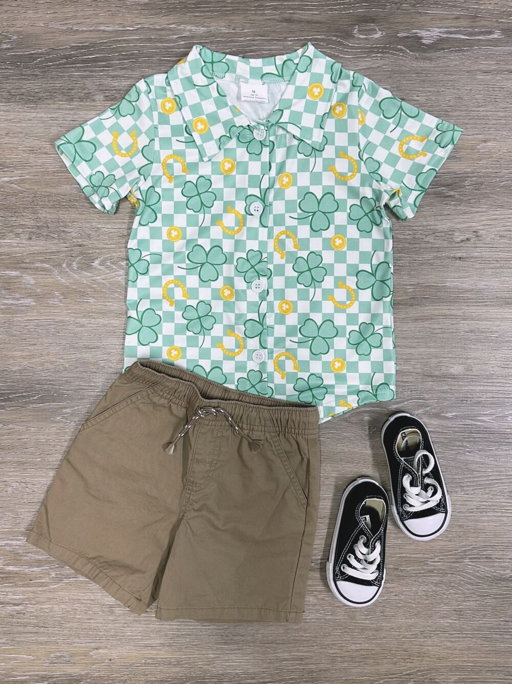 Luck O&#39; the Irish Boys Short Sleeve Button Down Top - Sydney So Sweet