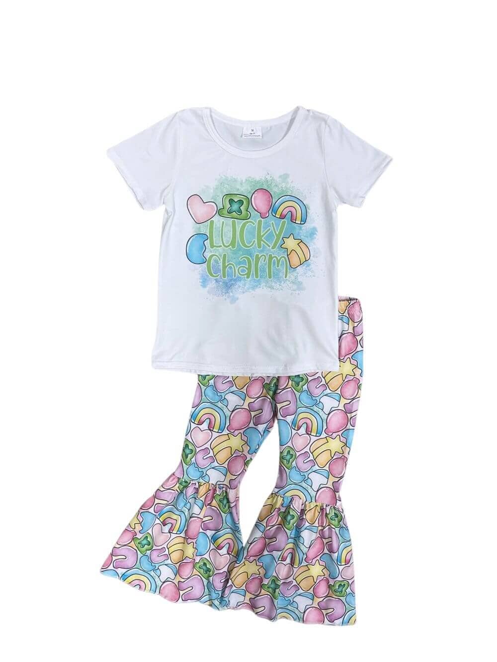 One of a Kind - Lucky Charm Girls Short Sleeve Top & Bell Bottoms Outfit Size 3T - Sydney So Sweet