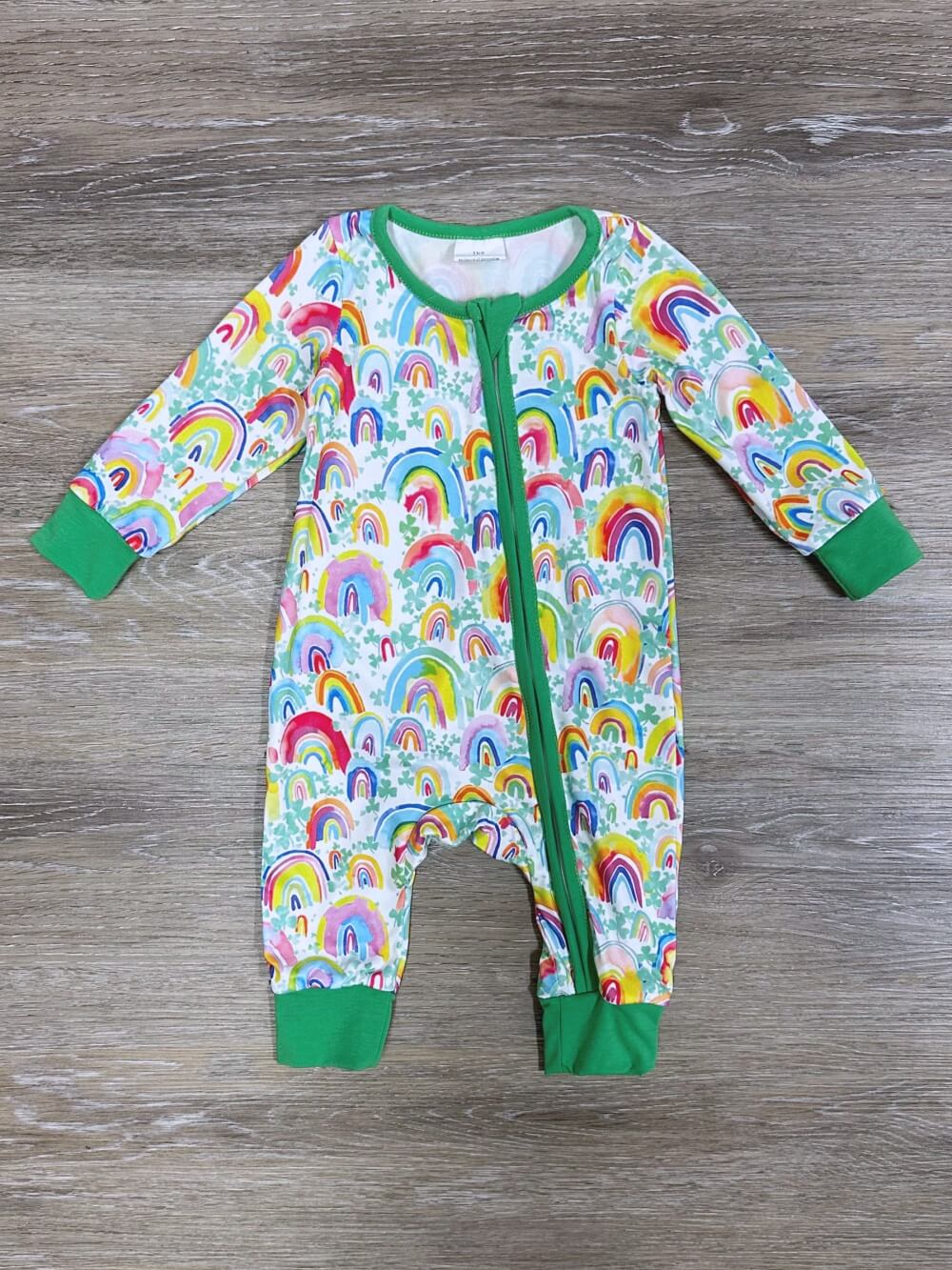 Lucky Things Boys or Girls St. Patrick&#39;s Day Zip Up Romper - Sydney So Sweet