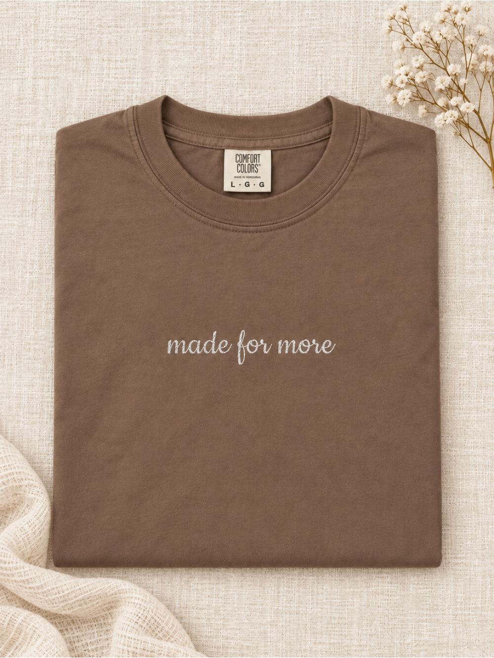 Made for More Embroidered Script Tee Christian Inspirational T-Shirt