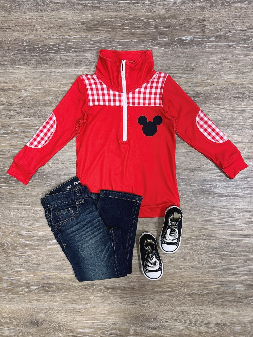 Magic Moments Boys Red Gingham Patch Pullover - Sydney So Sweet