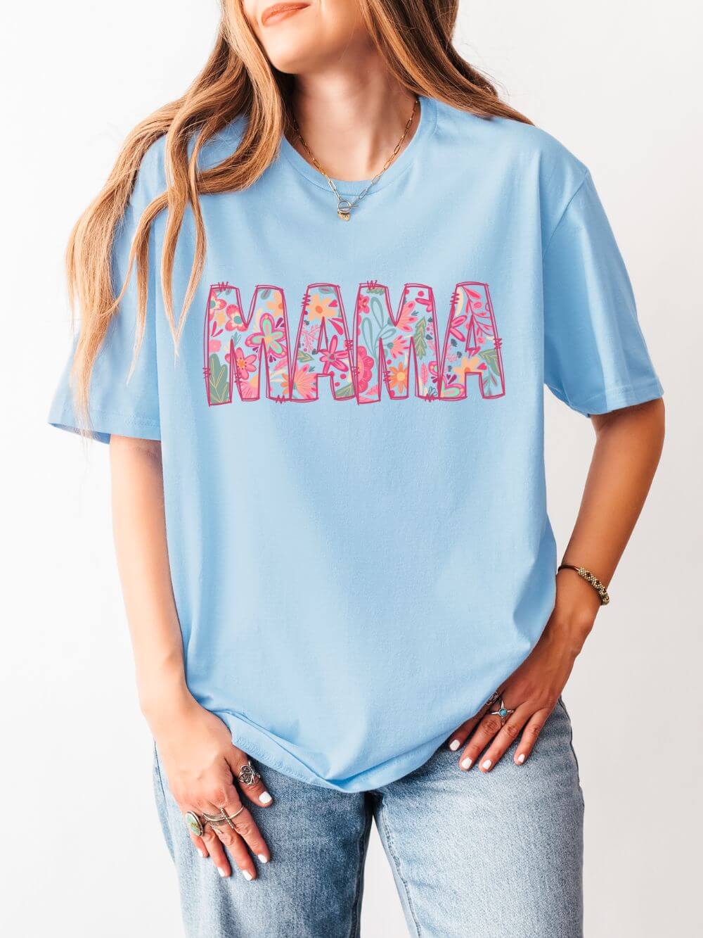 Mama Abstract Floral Graphic Women's Matching Mom & Me T-Shirt