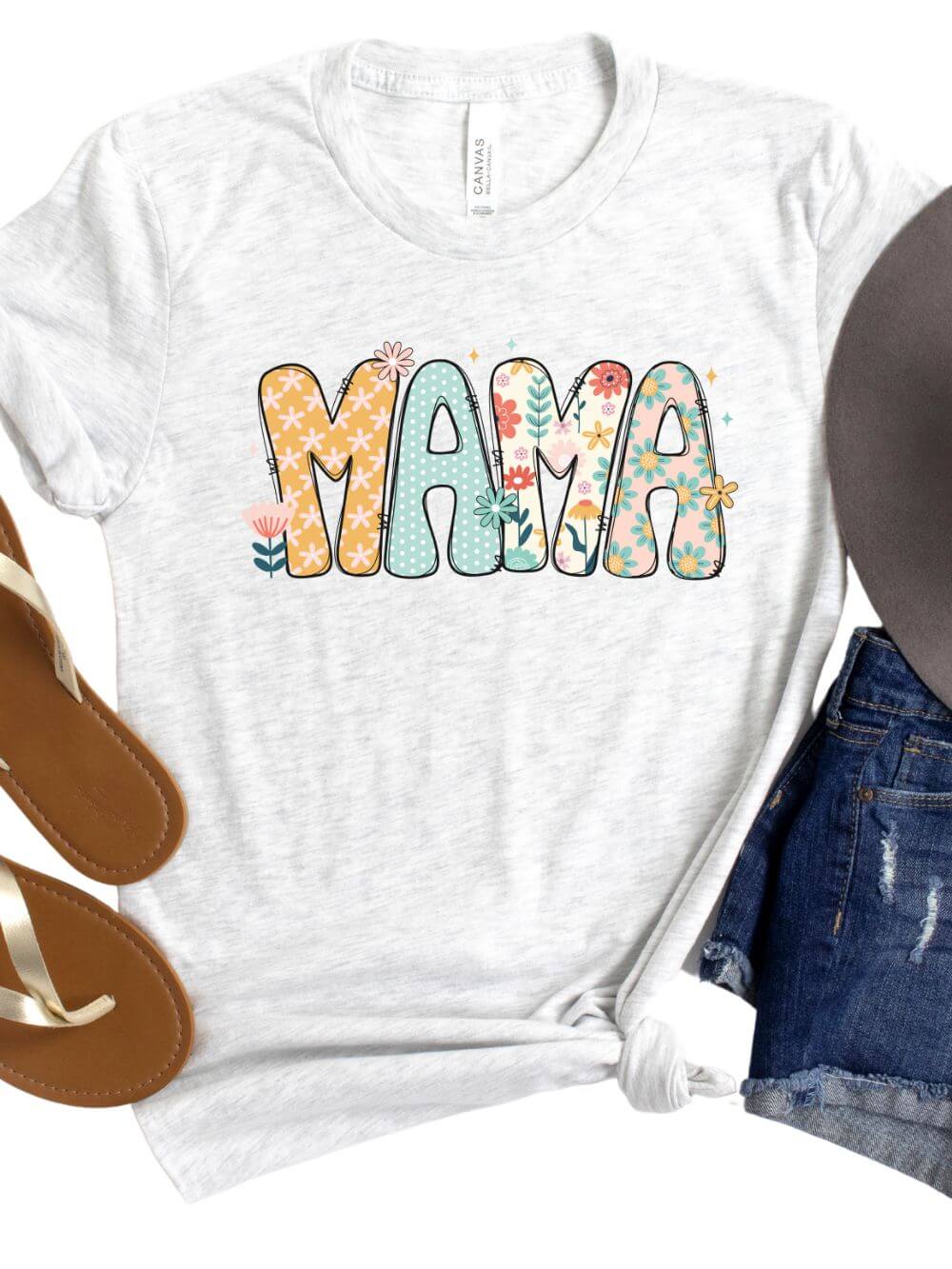 Floral Mama Women's Graphic Tee Flower Mom T-Shirt