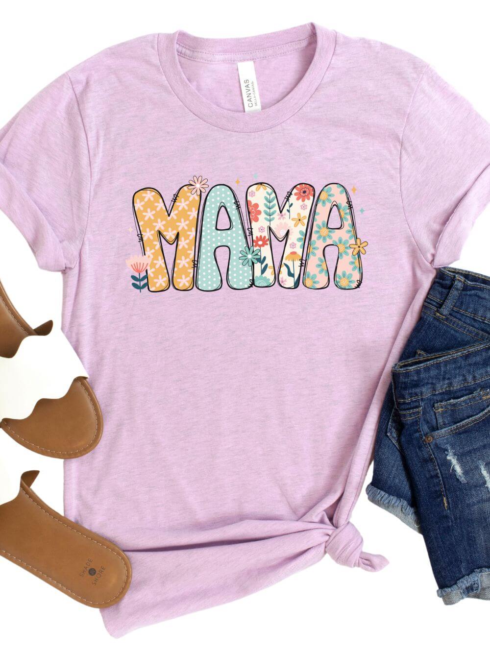 Floral Mama Women's Graphic Tee Flower Mom T-Shirt