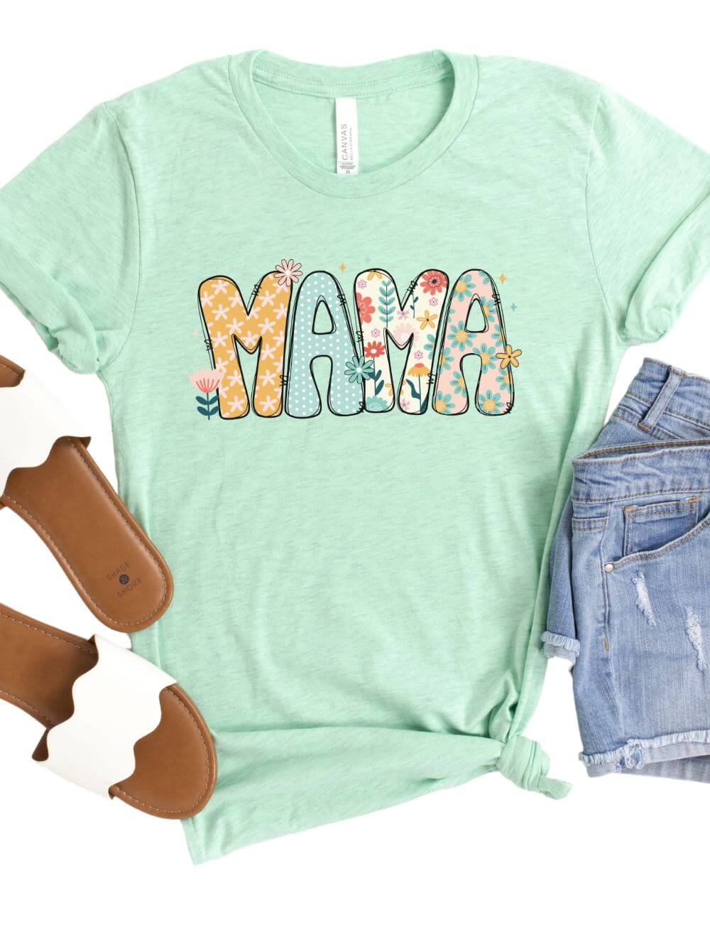 Floral Mama Women's Graphic Tee Flower Mom T-Shirt