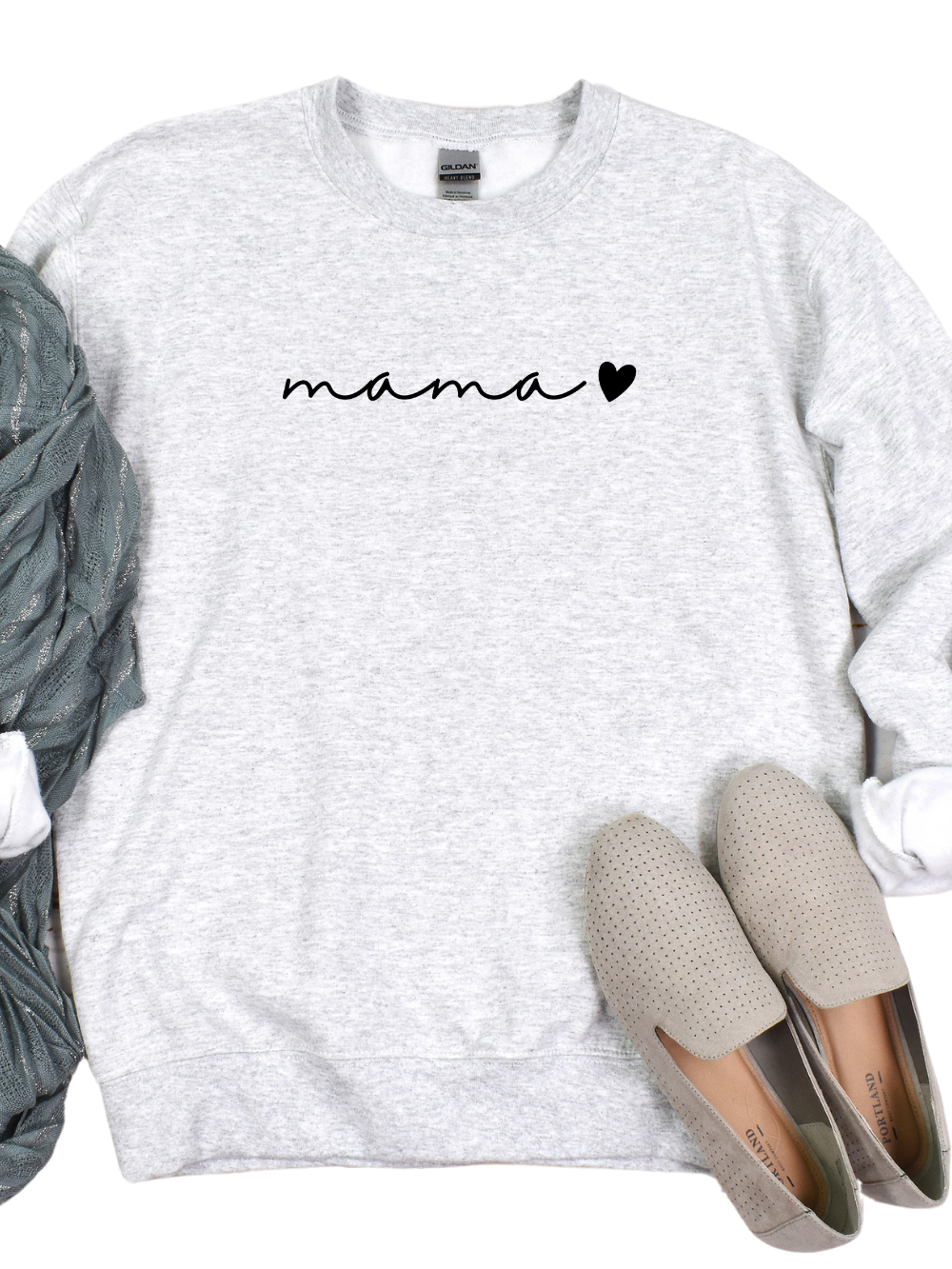Mama Heart Embroidered Women's Crewneck Embroidered Sweatshirt - Sydney So Sweet