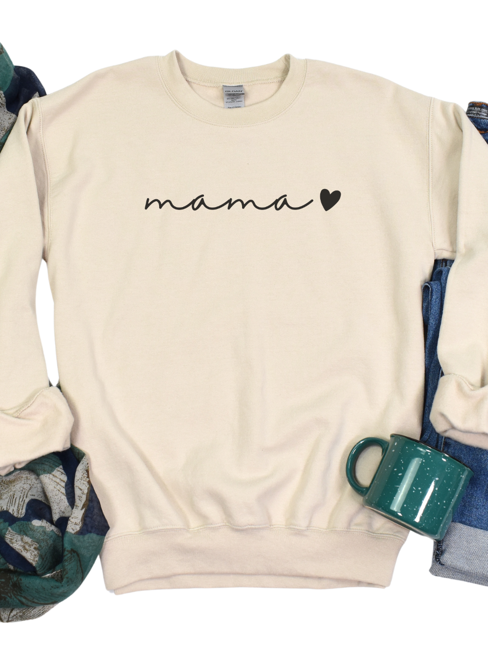 Mama Heart Embroidered Women's Crewneck Embroidered Sweatshirt - Sydney So Sweet