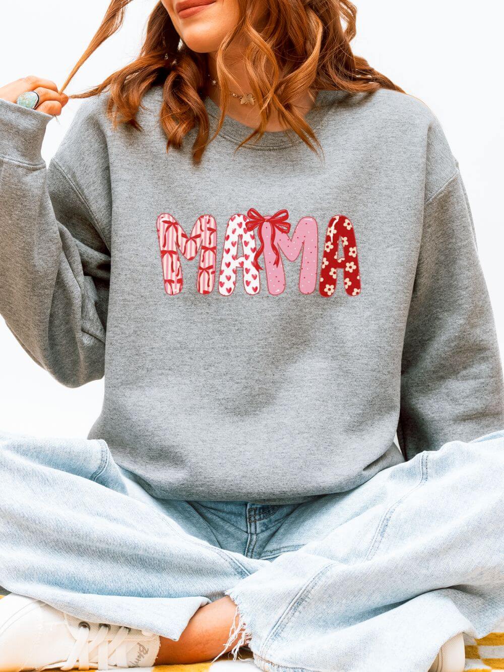 Mama Coquette Bow & Heart Valentine's Day Women's Crewneck Sweatshirt - Sydney So Sweet