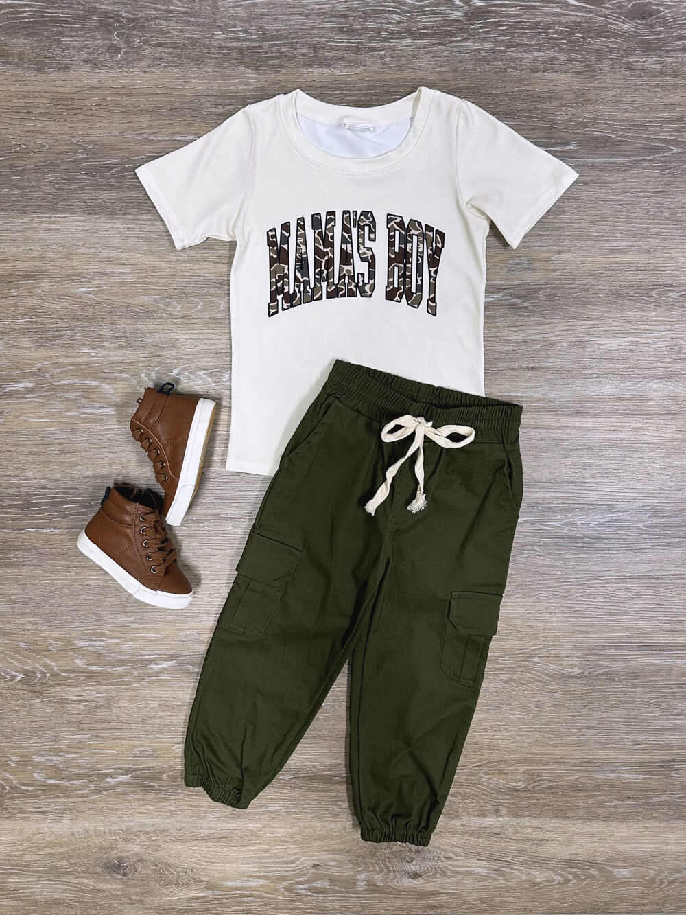 Mama’s Favorite Boy Boys Fall Cargo Pants Outfit - Sydney So Sweet