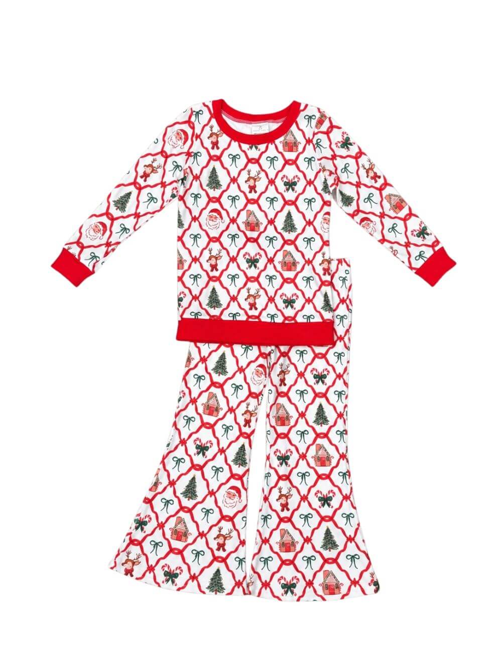 Merry Christmas Girls Flare Pants Matching Set