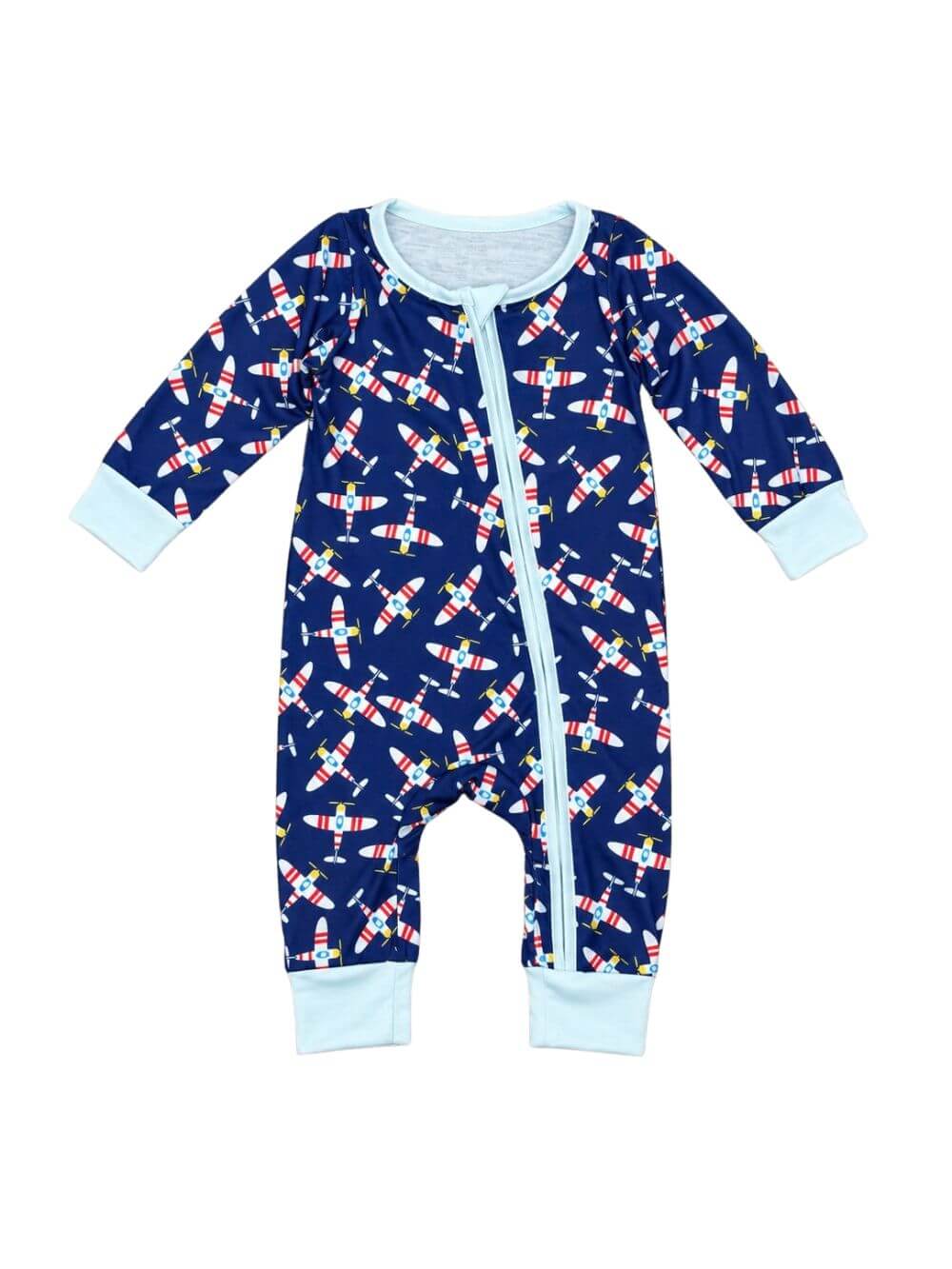 Merry Little Airplanes Boys Zip Up Baby Romper