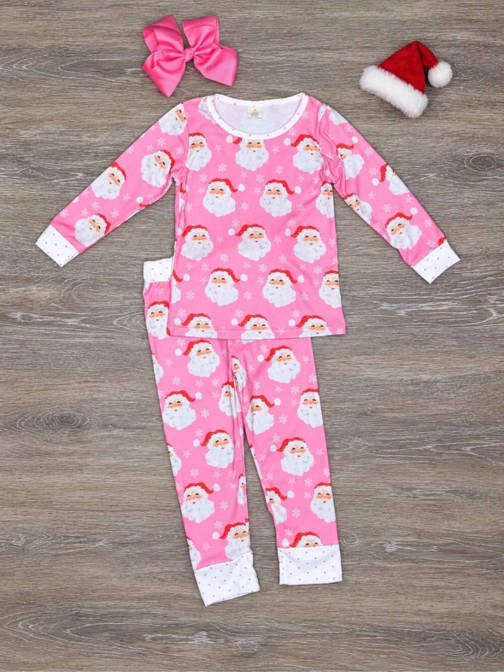 Merry Pink Santa Girls Christmas Lounge Set
