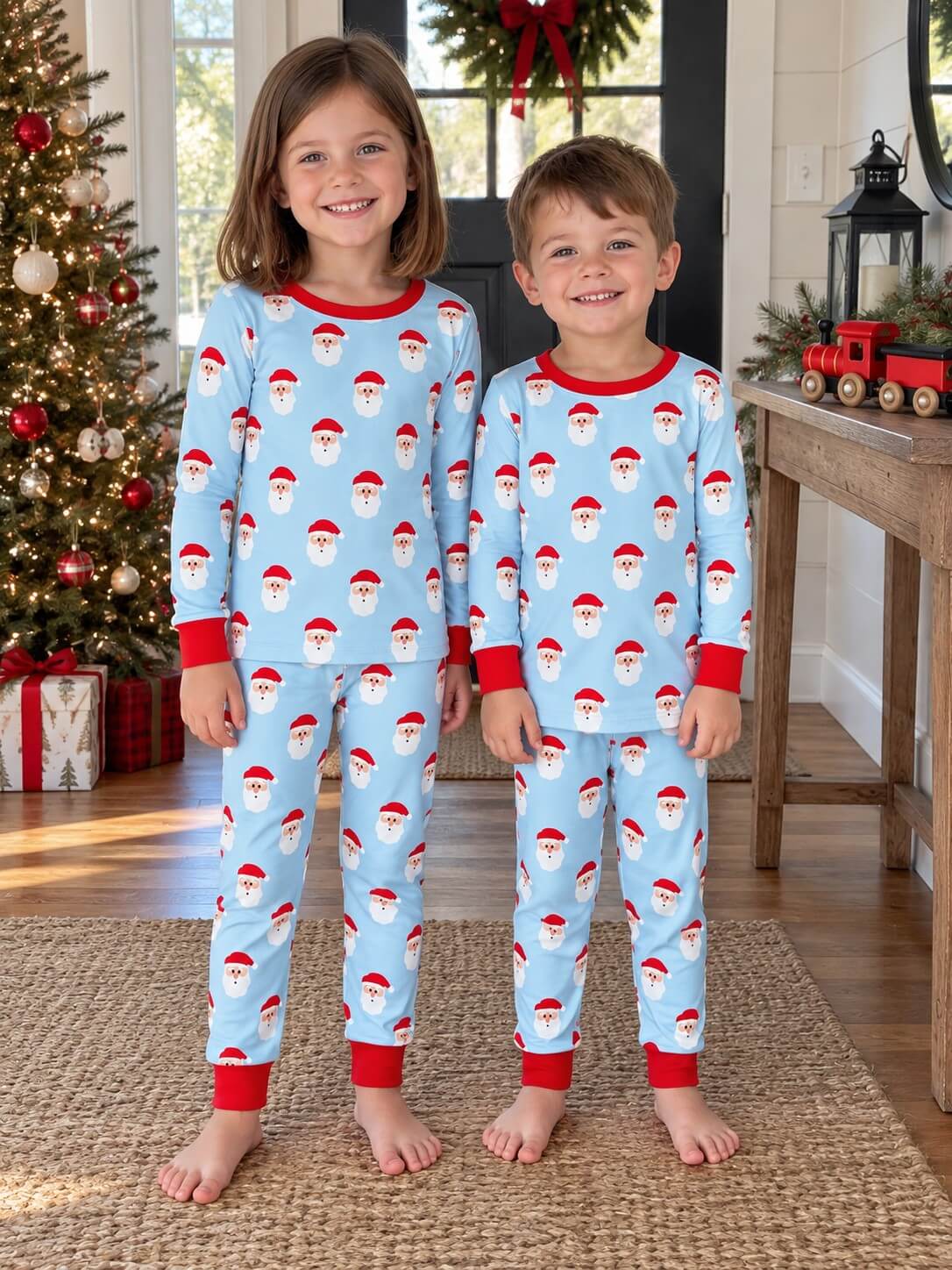 Merry Santa Blue Boys Christmas Lounge Set