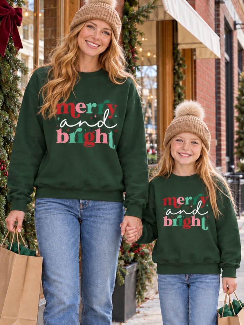 Merry & Bright Christmas Crewneck Women's Sweatshirt