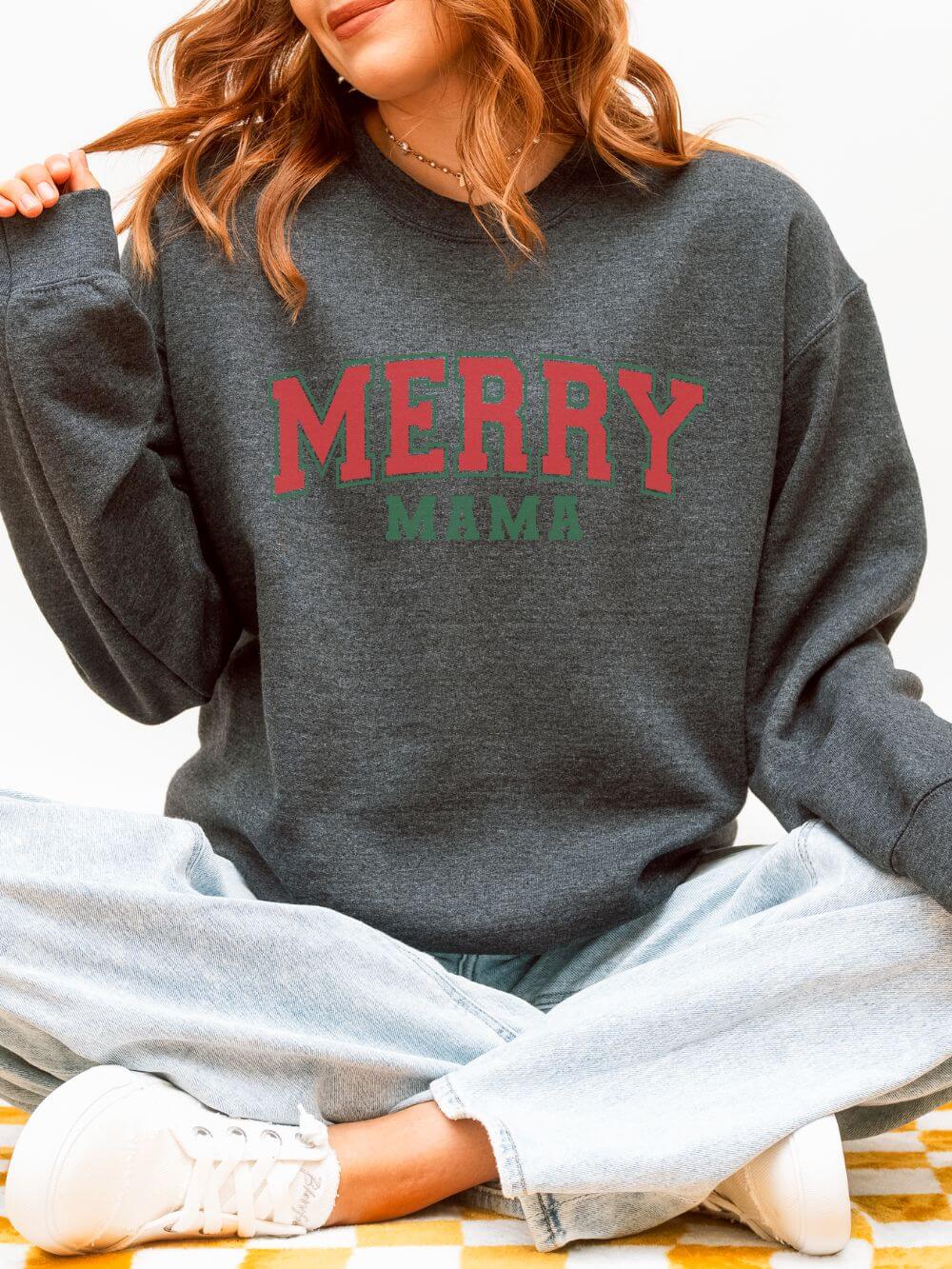 Merry Mama Heavy Blend Women's Cozy Crewneck Holiday Christmas Sweatshirt - Sydney So Sweet