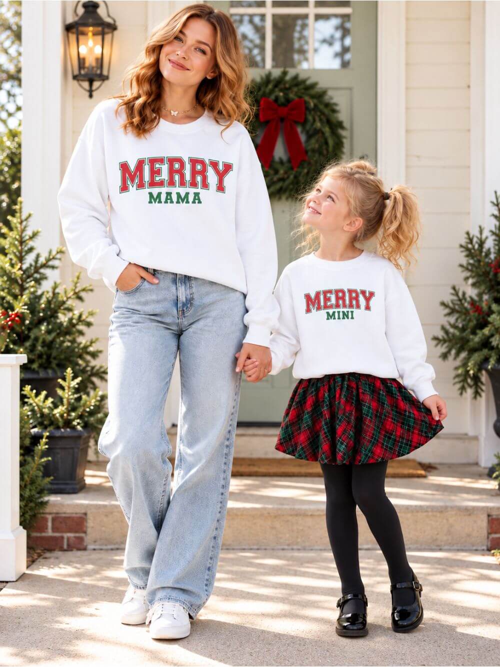 Merry Mini Heavy Blend Kids' Crewneck Graphic Christmas Holiday Sweatshirt - Sydney So Sweet