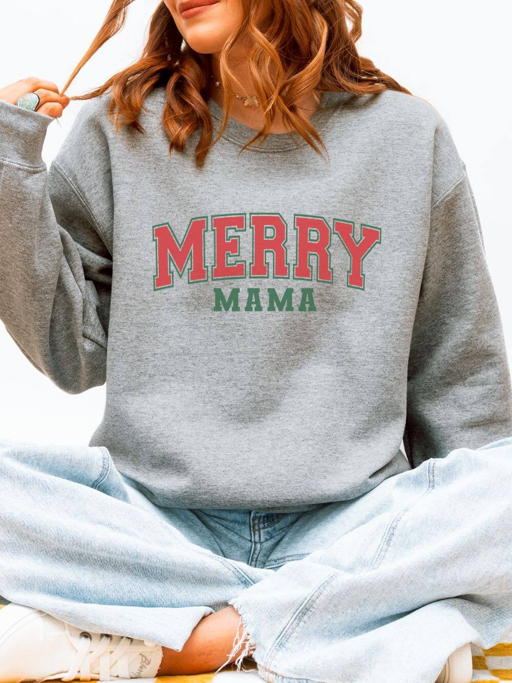 Merry Mama Heavy Blend Women's Cozy Crewneck Holiday Christmas Sweatshirt - Sydney So Sweet