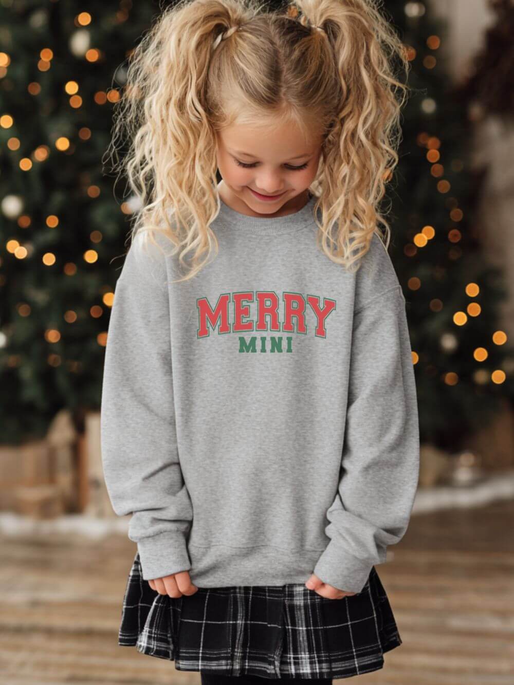 Merry Mini Heavy Blend Kids' Crewneck Graphic Christmas Holiday Sweatshirt - Sydney So Sweet