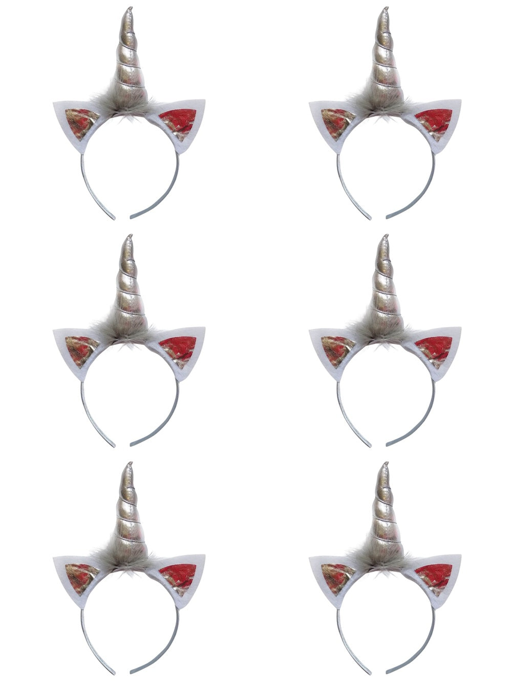 Silver Metallic Unicorn Girls Headband, Kid or Adult Costume Accessories Individual or Wholesale Bulk Multipack