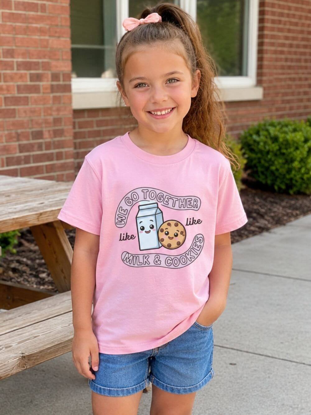 We Go Together Like Milk & Cookies Kids T-Shirt Cute Kids Graphic Tee