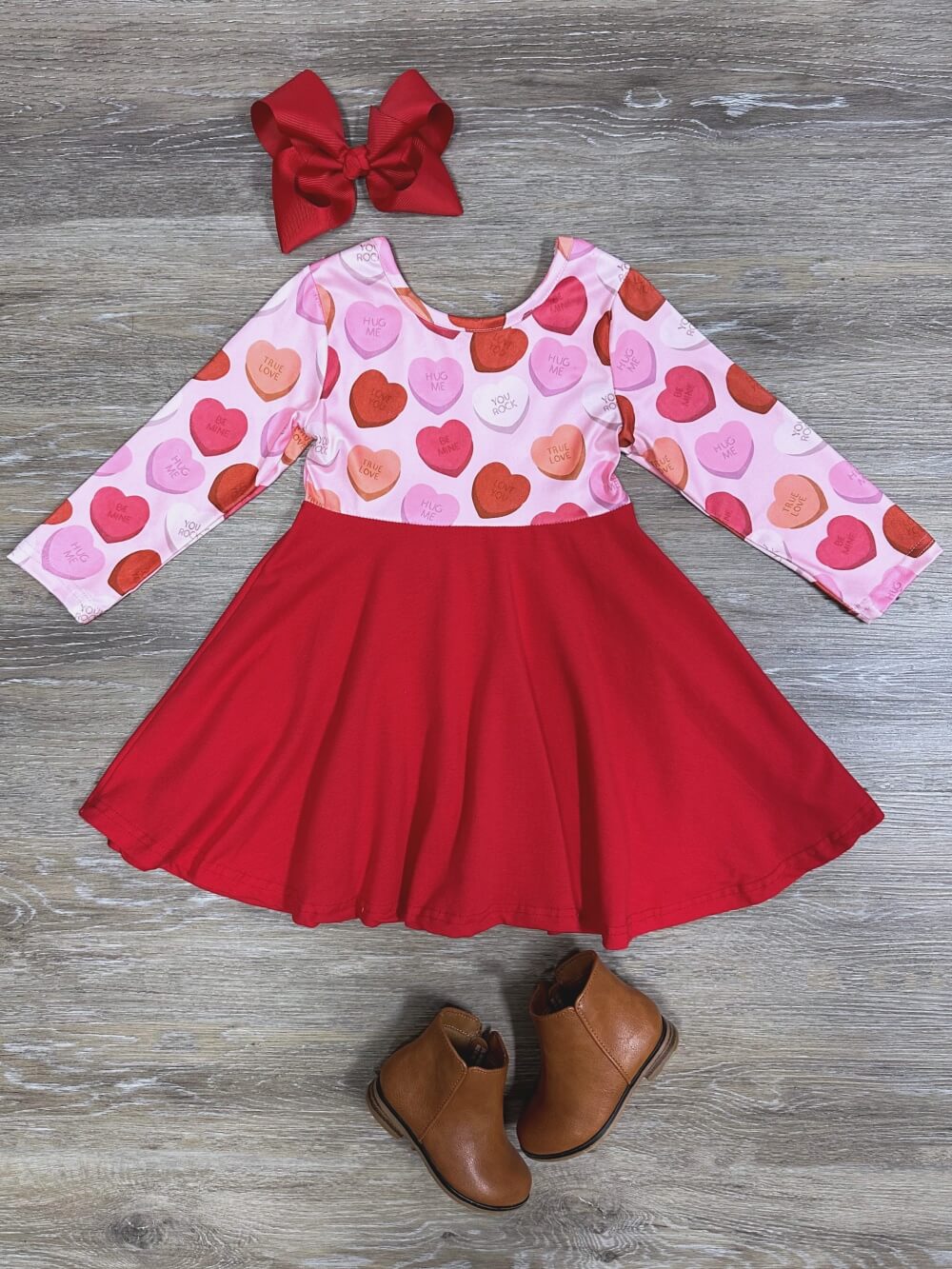 Miss Heart Breaker Pink & Red Girls Skater Dress