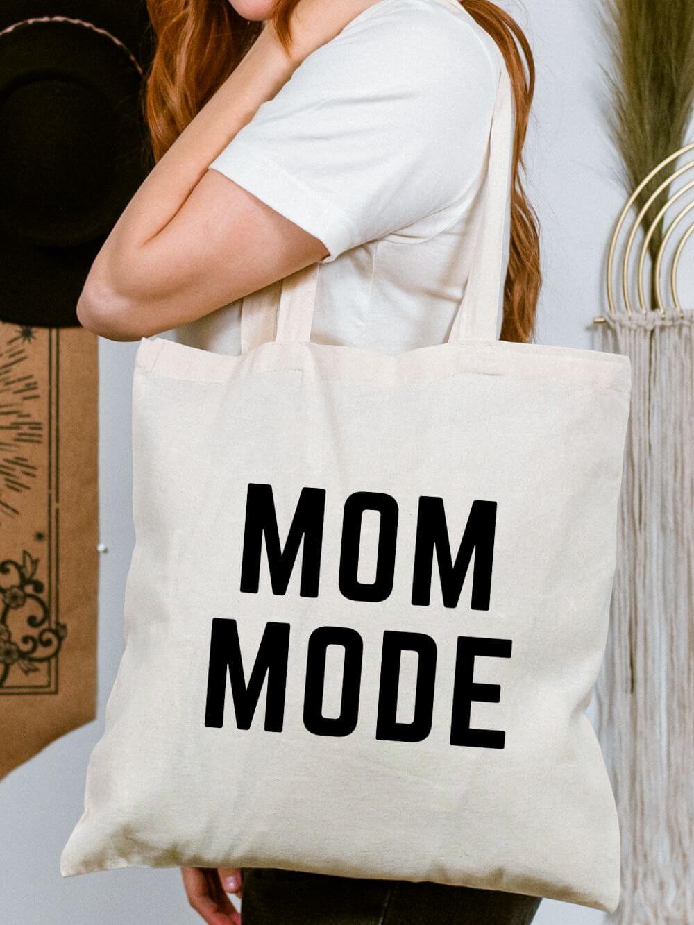 Mom Mode Cotton Shopping Bag for Moms Canvas Tote Bag