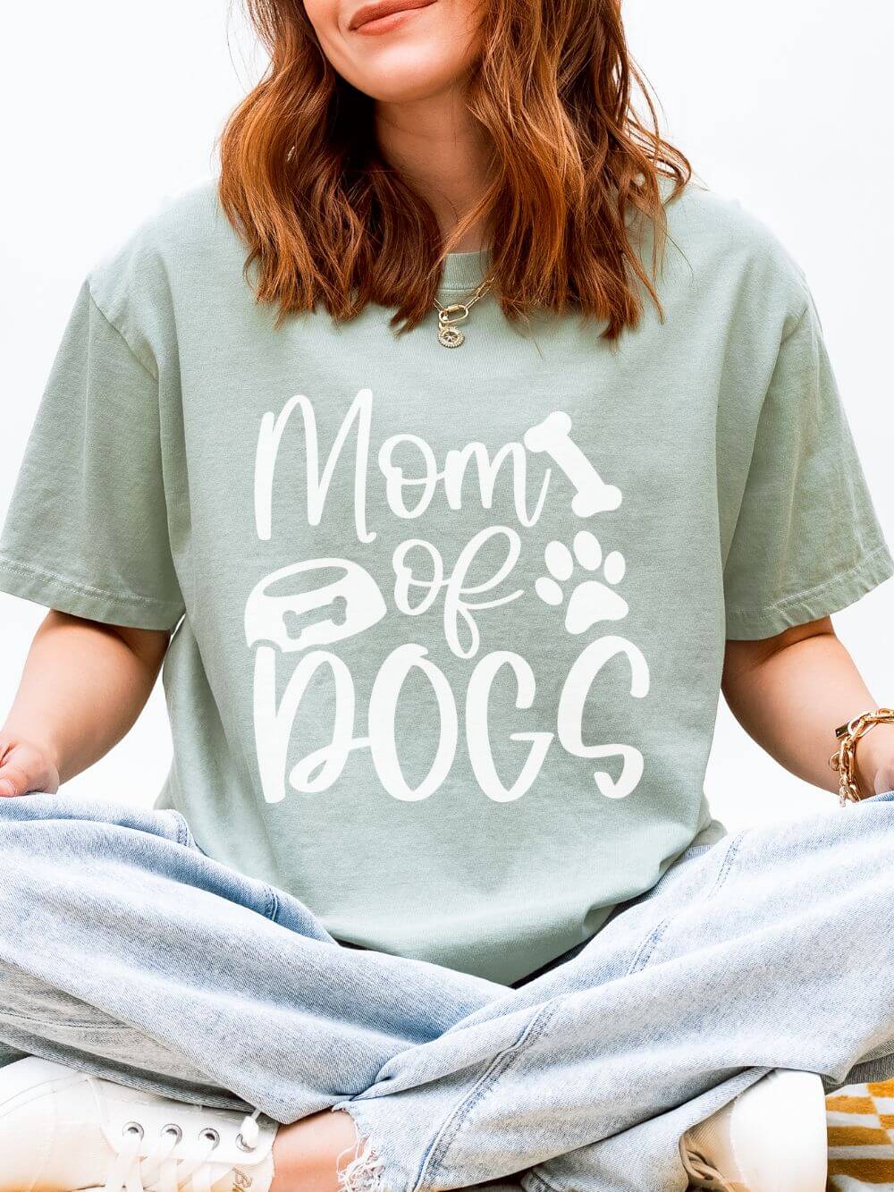 Mom of Dogs Bowl & Bone T-Shirt Cute Dog Mom Graphic Tee