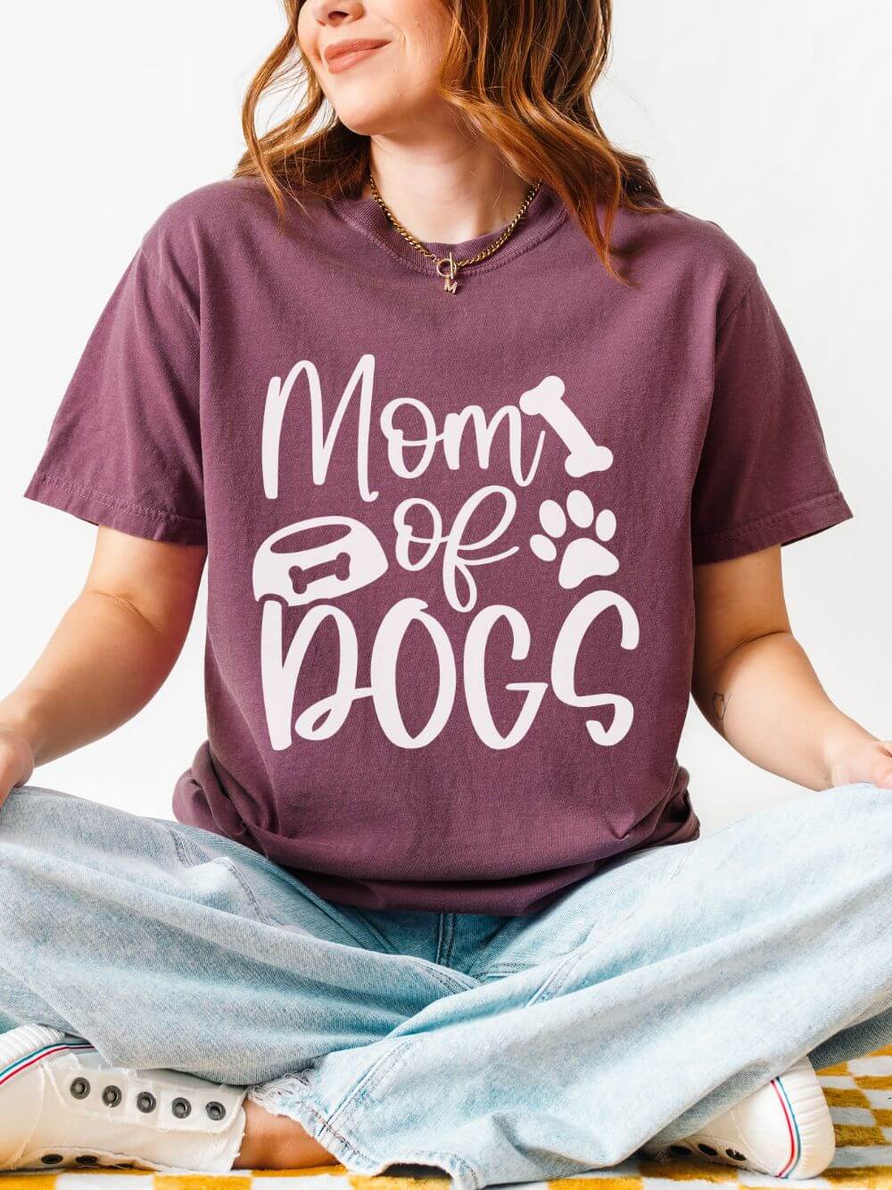 Mom of Dogs Bowl & Bone T-Shirt Cute Dog Mom Graphic Tee