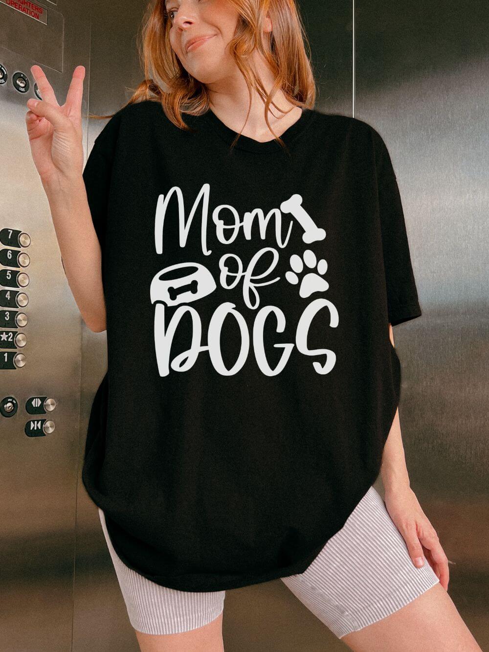 Mom of Dogs Bowl & Bone T-Shirt Cute Dog Mom Graphic Tee