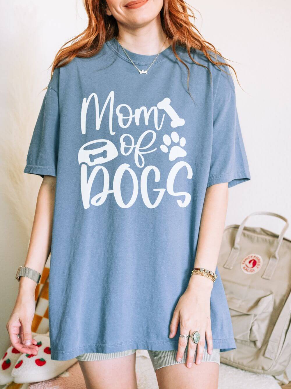 Mom of Dogs Bowl & Bone T-Shirt Cute Dog Mom Graphic Tee