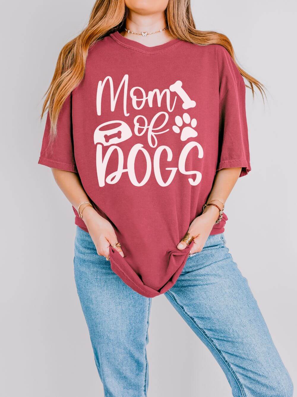 Mom of Dogs Bowl & Bone T-Shirt Cute Dog Mom Graphic Tee