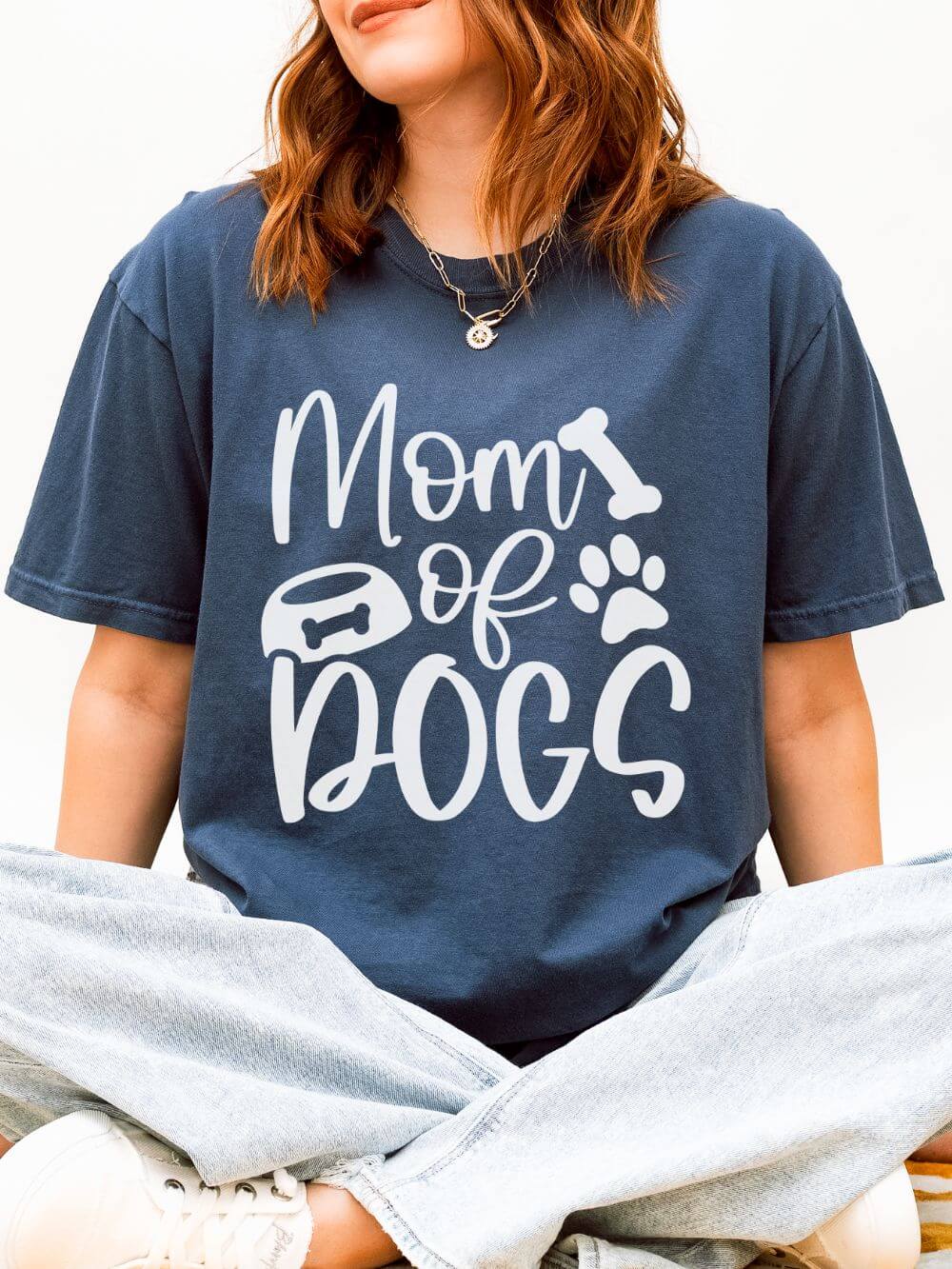 Mom of Dogs Bowl & Bone T-Shirt Cute Dog Mom Graphic Tee