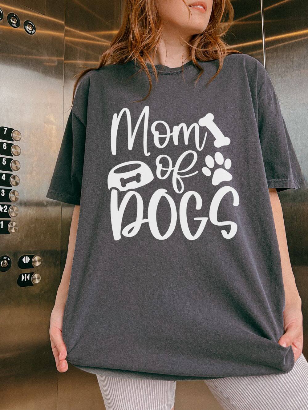 Mom of Dogs Bowl & Bone T-Shirt Cute Dog Mom Graphic Tee