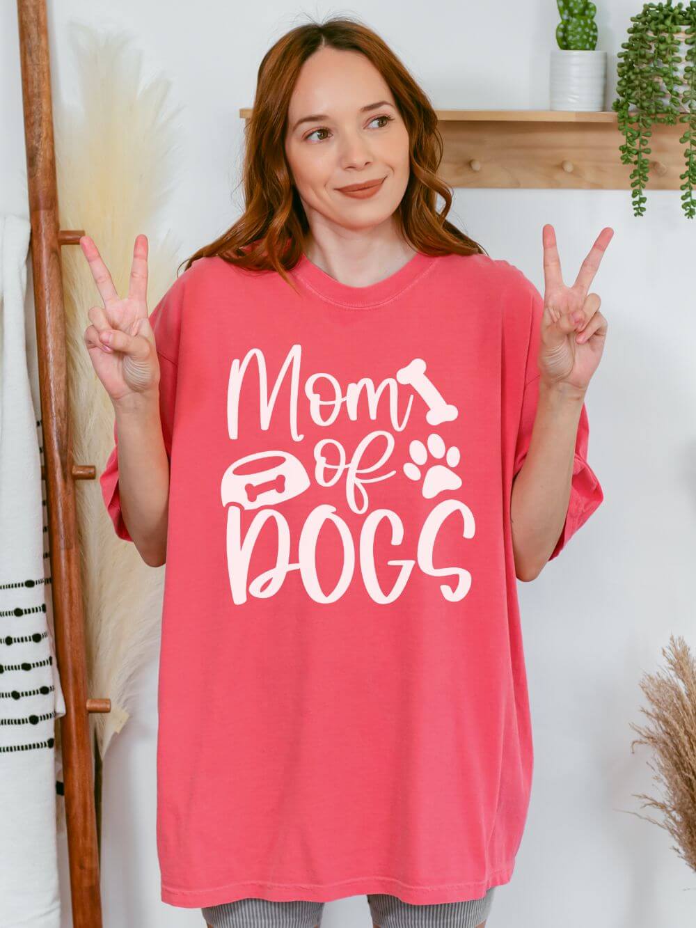 Mom of Dogs Bowl & Bone T-Shirt Cute Dog Mom Graphic Tee