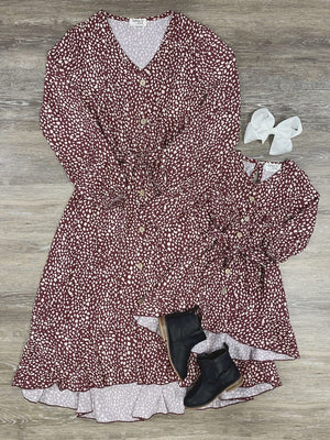 Mom and Me - Burgundy Button Front Dress - Sydney So Sweet