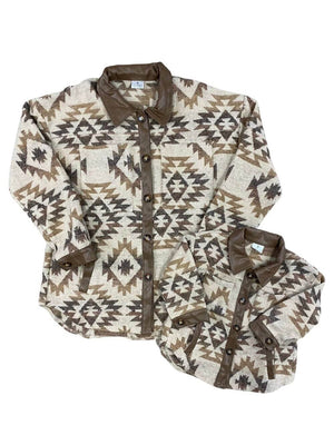 Mom and Me - Southwest Print Tan Button Up Shacket - Sydney So Sweet