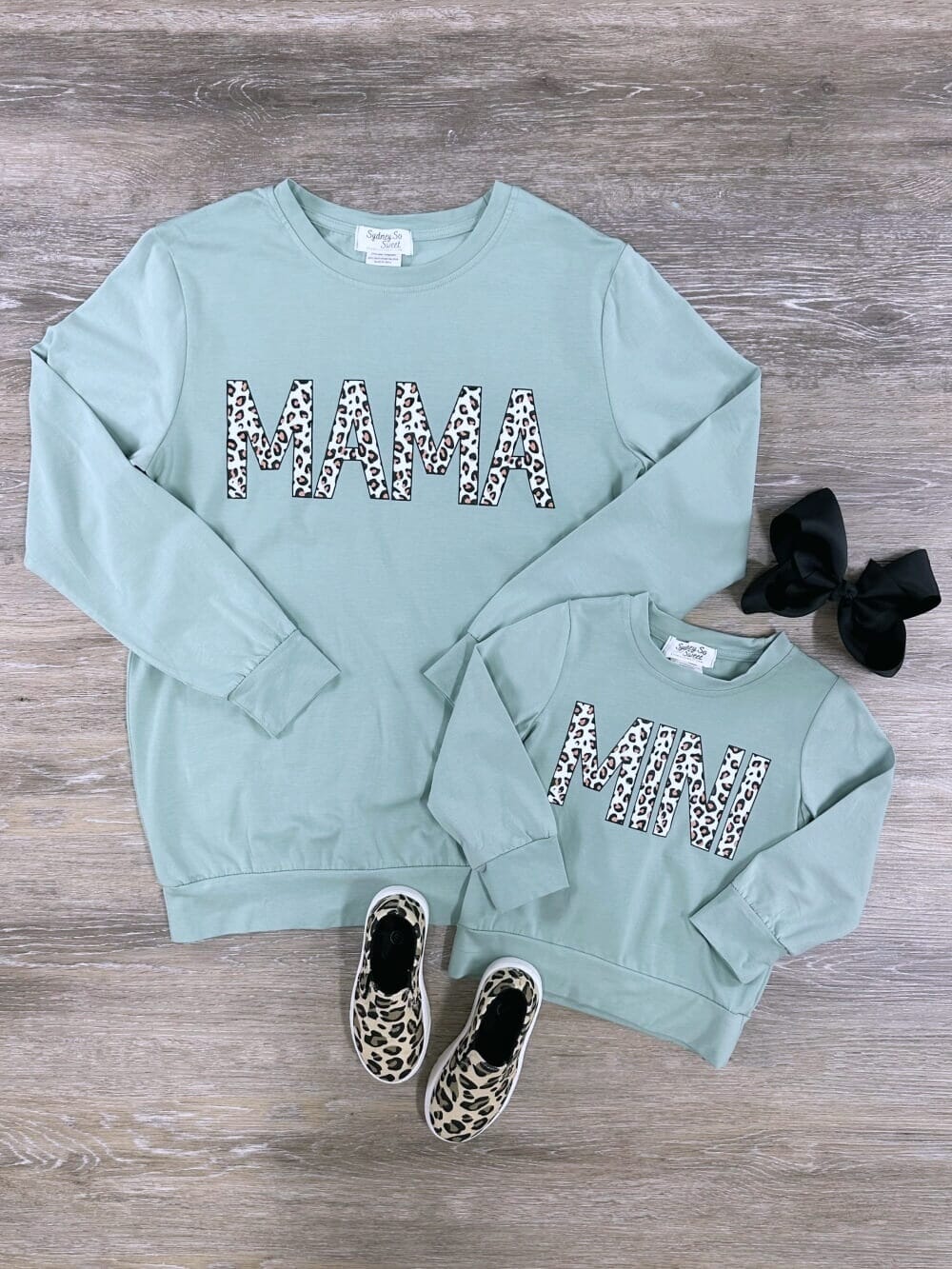 Mommy &amp; Me - Mint Leopard Long Sleeve Pullover - Sydney So Sweet