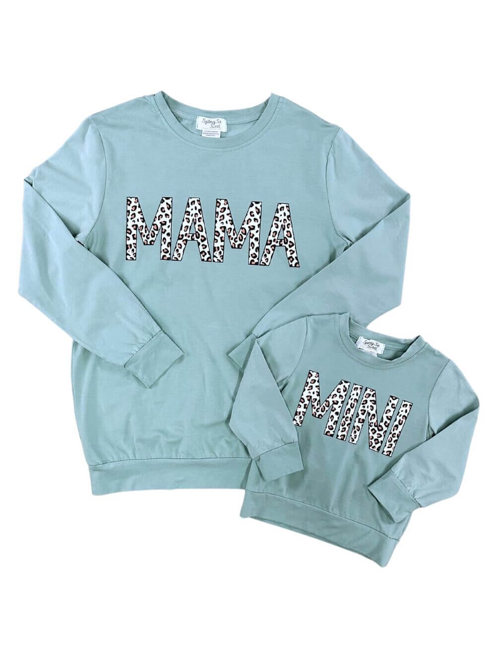 Mommy & Me - Mint Leopard Long Sleeve Pullover - Sydney So Sweet