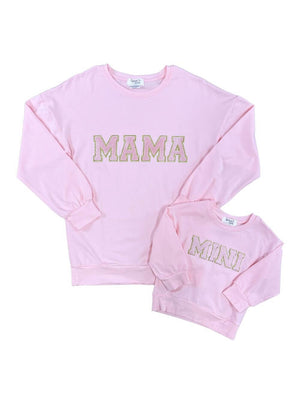 Mommy & Me - Pink & Gold Puff Letter Mama or Mini Pullover - Sydney So Sweet
