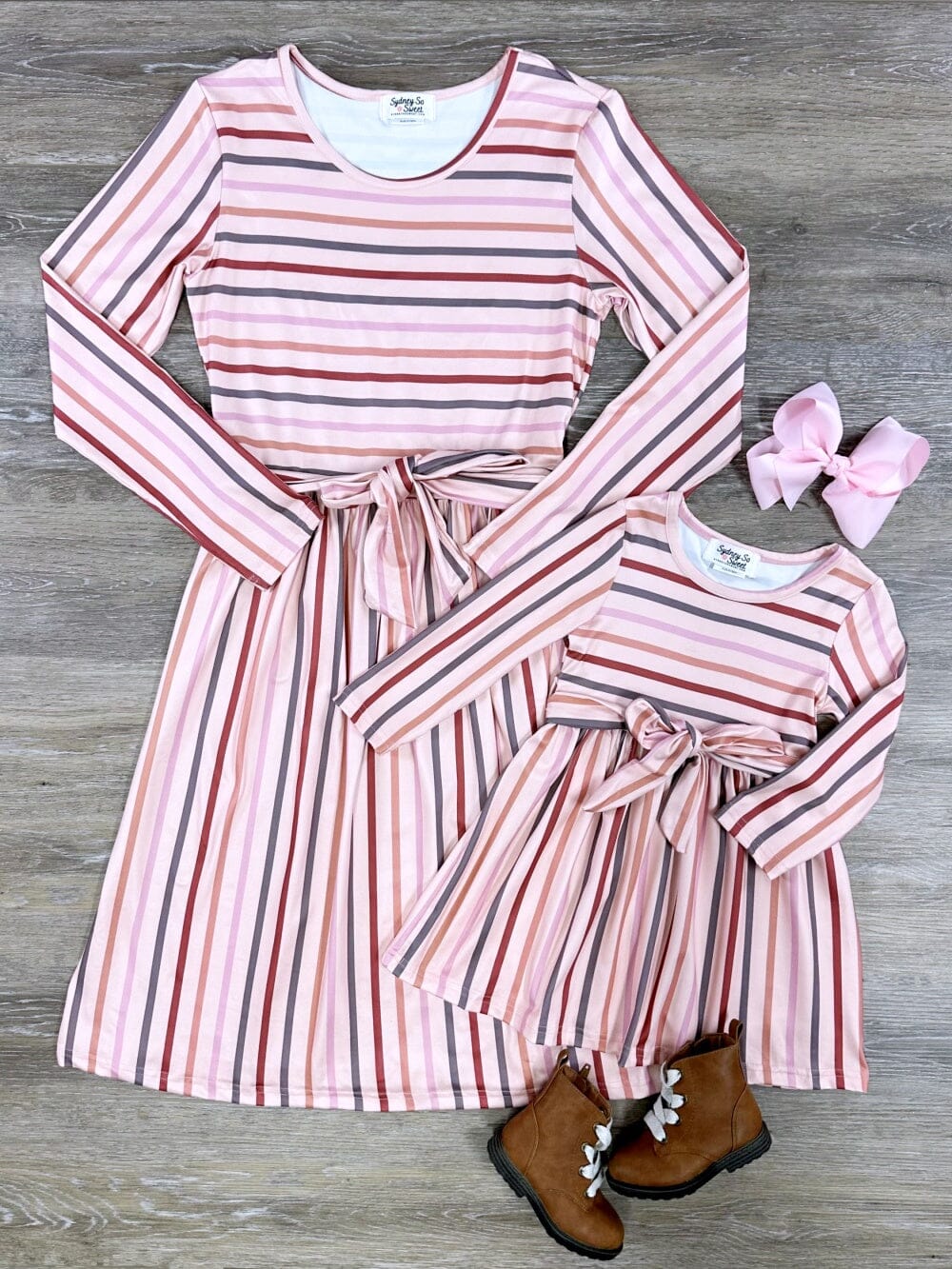 Mommy &amp; Me - Striped Tie Waist Midi Dress - Sydney So Sweet