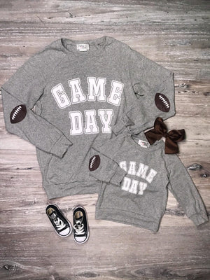 Mommy and Me - Game Day Football Patch Matching Pullover - Sydney So Sweet