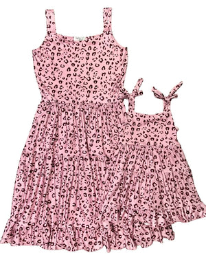 Mommy and Me - Pink Cheetah Girl Ruffle Tiered Matching Dresses - Sydney So Sweet